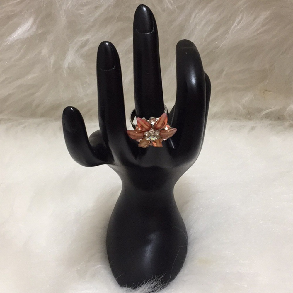 🌹Palm Beach Peach & Rhinestone Fashion Ring